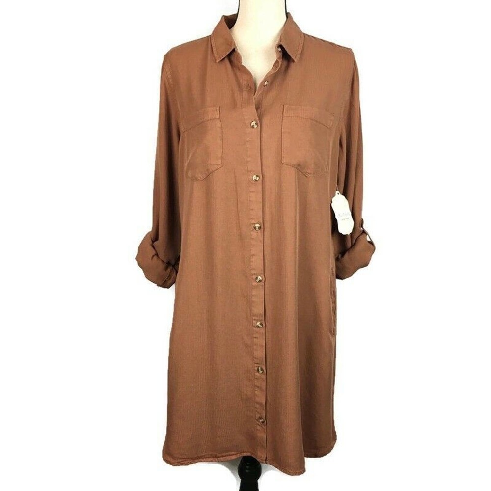 Altard State Rust Orange Shirt Dress Button Down